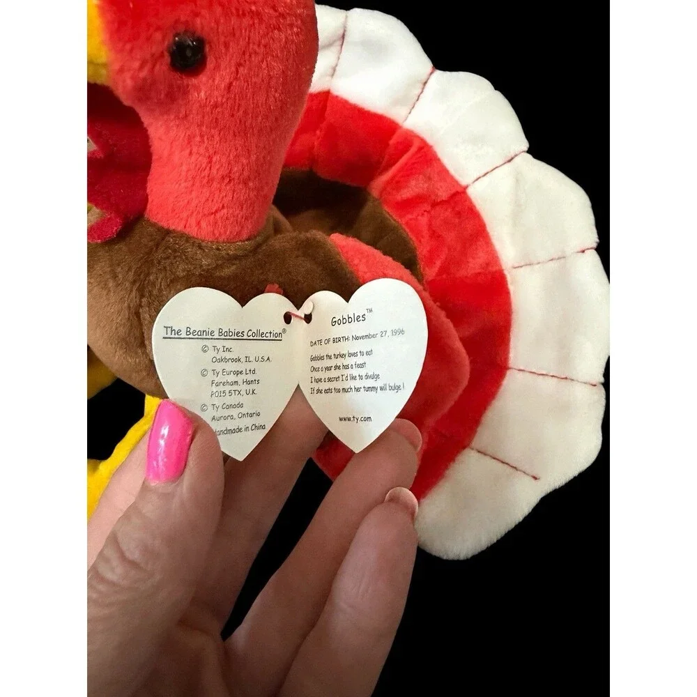 2 TY Beanie Babies – GOBBLES the Turkey (5.5 in) With Hang Tags Retired